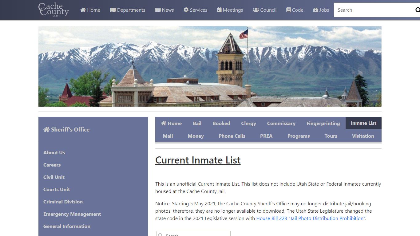 Official Site of Cache County, Utah - Inmate List